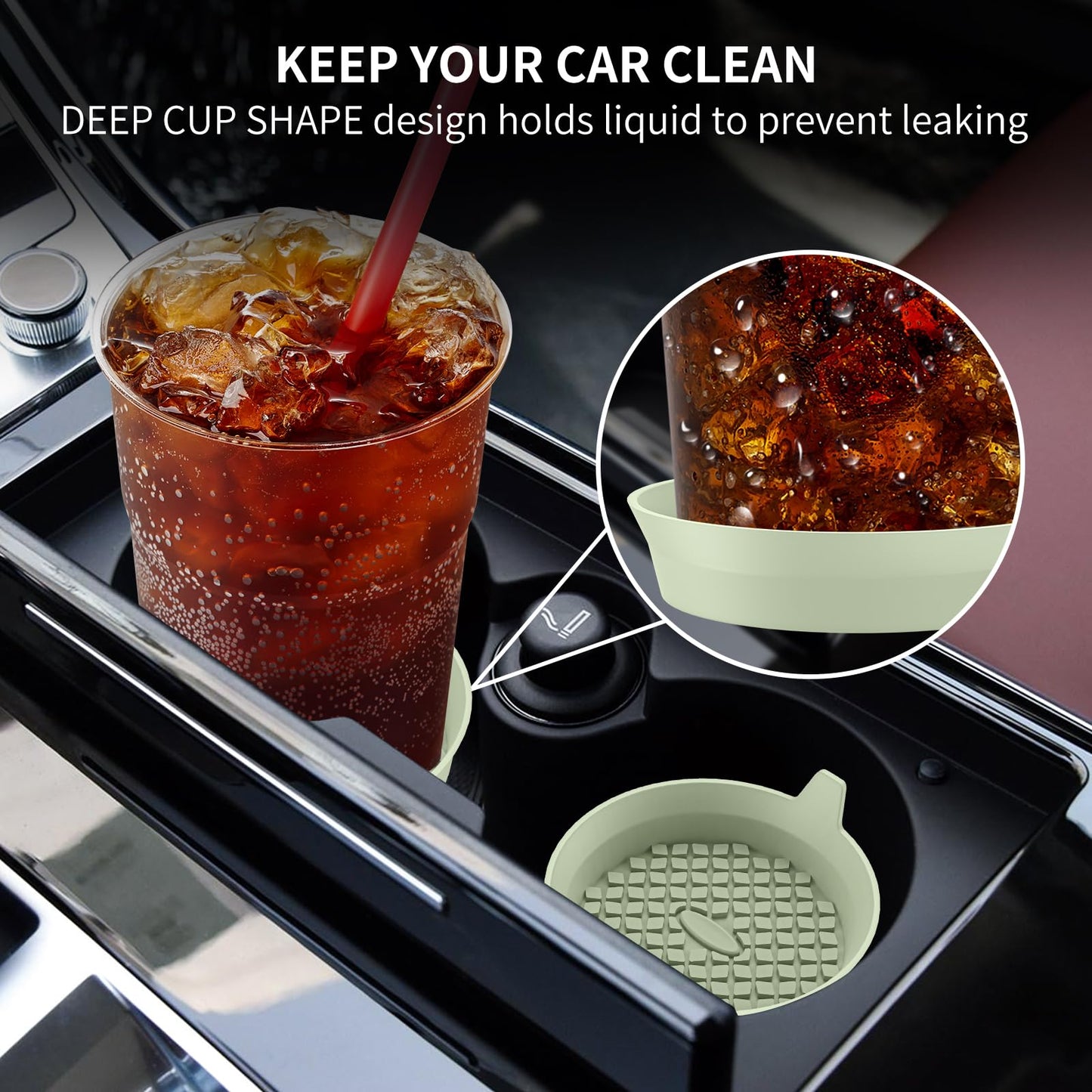 ME.FAN Car Cup Holder Coasters [4 Pack] Silicone Cups Mats, Automotive Universal Non-Slip Recessed Interior Accessories Desert Sage