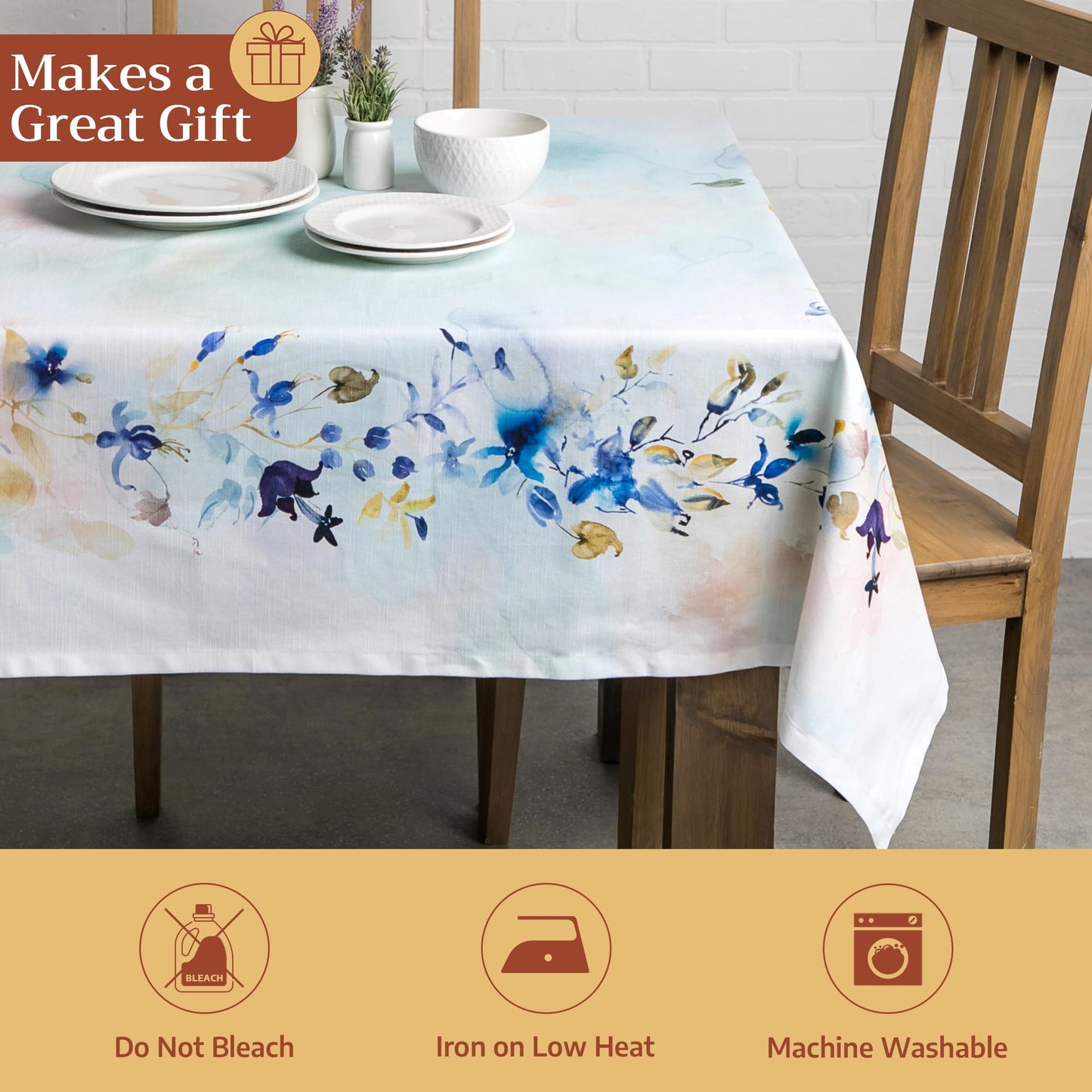 Maison d' Hermine Table Cloth Rectangle Table 100% Cotton 54 x 72 Inches Tablecloth Reusable Decorative for Dining Kitchen Room Farmhouse Home Gifts for Mothers Day Spring Summer - Lazy Summer Days