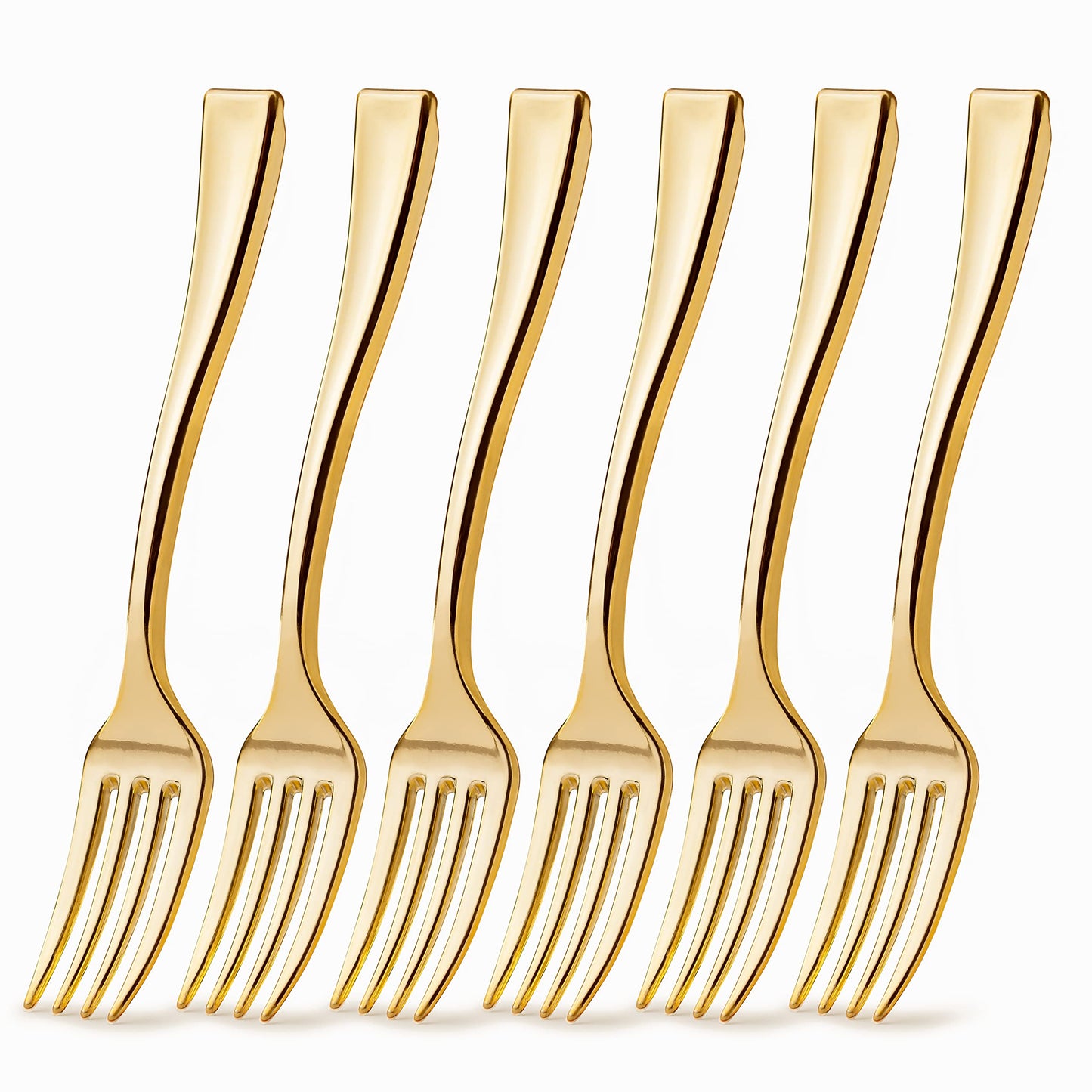 Posh Setting - Plastic Mini Forks, Gold Mini Forks, Gold Plastic Mini Dessert Forks, Disposable Tiny Gold Forks, 4 inch Gold Plastic Forks, Taster Forks, Small Forks, Appetizer Forks (80 Pack)