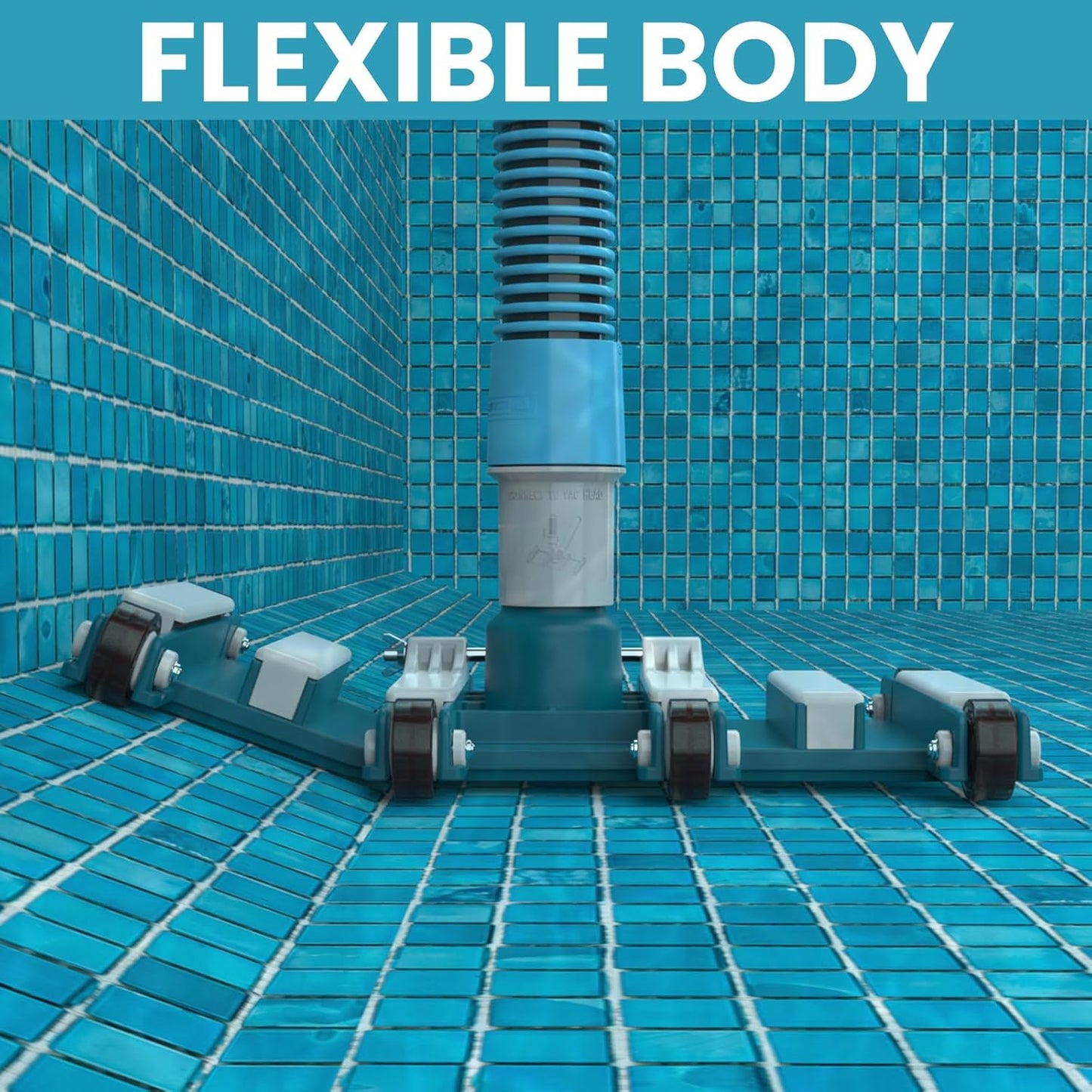 POOLWHALE 14" Professional Pool Vacuum Head - Weighted Manual Attachment with Wheels for Easy Debris Removal