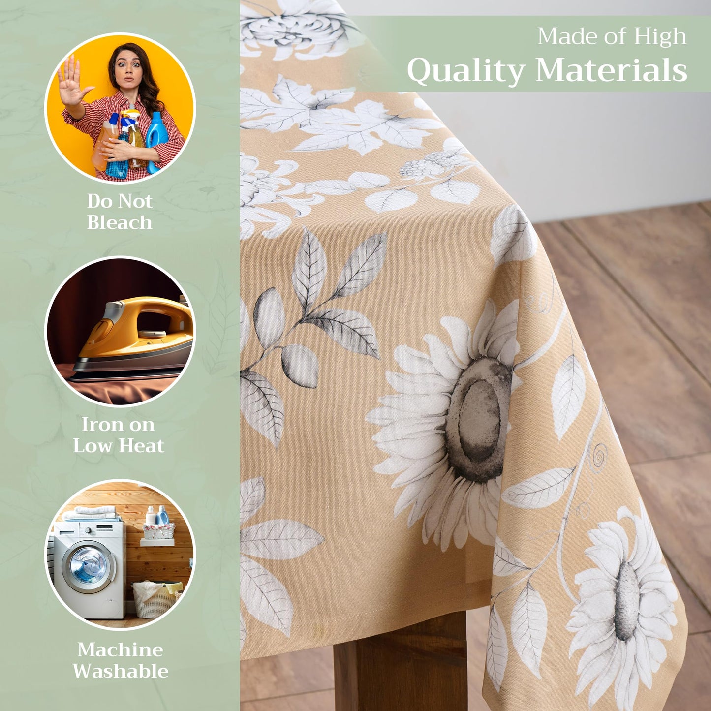 Maison d' Hermine Table Cloth Rectangle Table 100% Cotton 70 x 108 Inches Fall Tablecloth Reusable Everyday Use for Thanksgiving Christmas Decorations Dining Farmhouse Party (Pretty Autumn)
