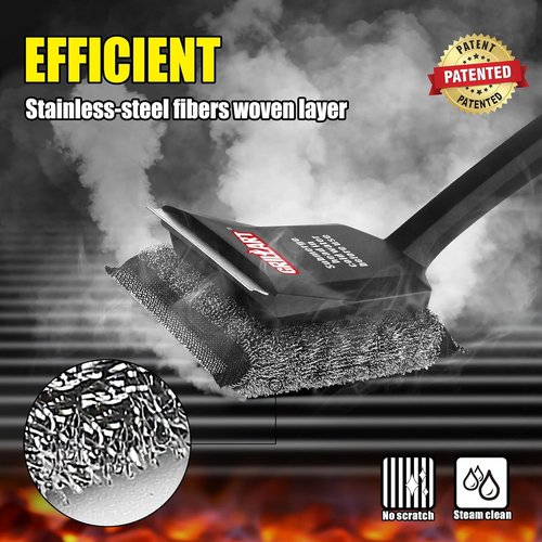 GRILLART SteamWizards Grill Brush - Bristle-Free BBQ Cleaner for All Grates | Dishwasher Safe, Replaceable Head