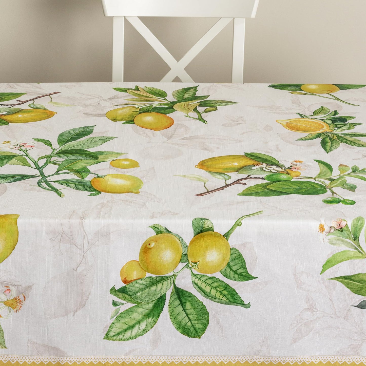 Maison d' Hermine Table Cloth Square Table 100% Cotton 60 x 60 Inches Tablecloth Reusable Decorative for Dining Kitchen Room Farmhouse Home Gifts for Mothers Day Spring Summer - Limoncello