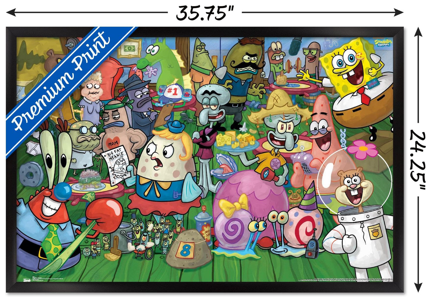 Trends International Nickelodeon Spongebob - Character Wall Poster, 22.375" x 34", Black Framed Version