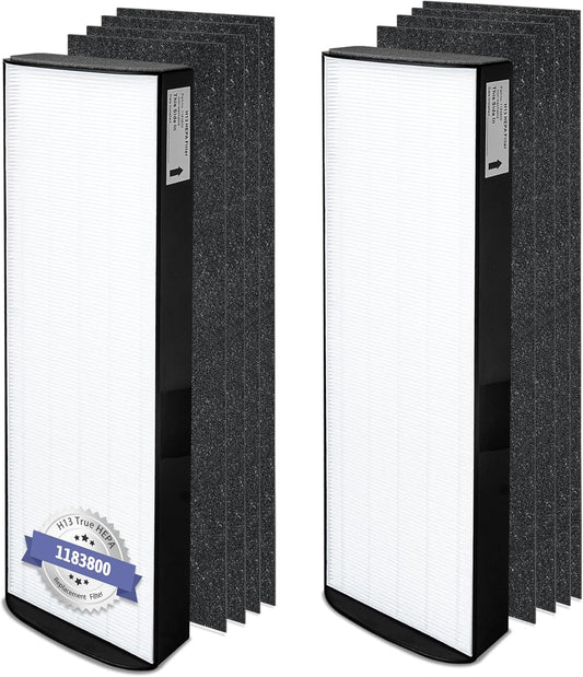 1183800 Replacement Filter Compatible with Whirlpool WPT80(P/B) & 817800 fit Whispure Large Tower Air Purifier, with 2 H13 HEPA Filters + 8 Activated Carbon Pre-Filters