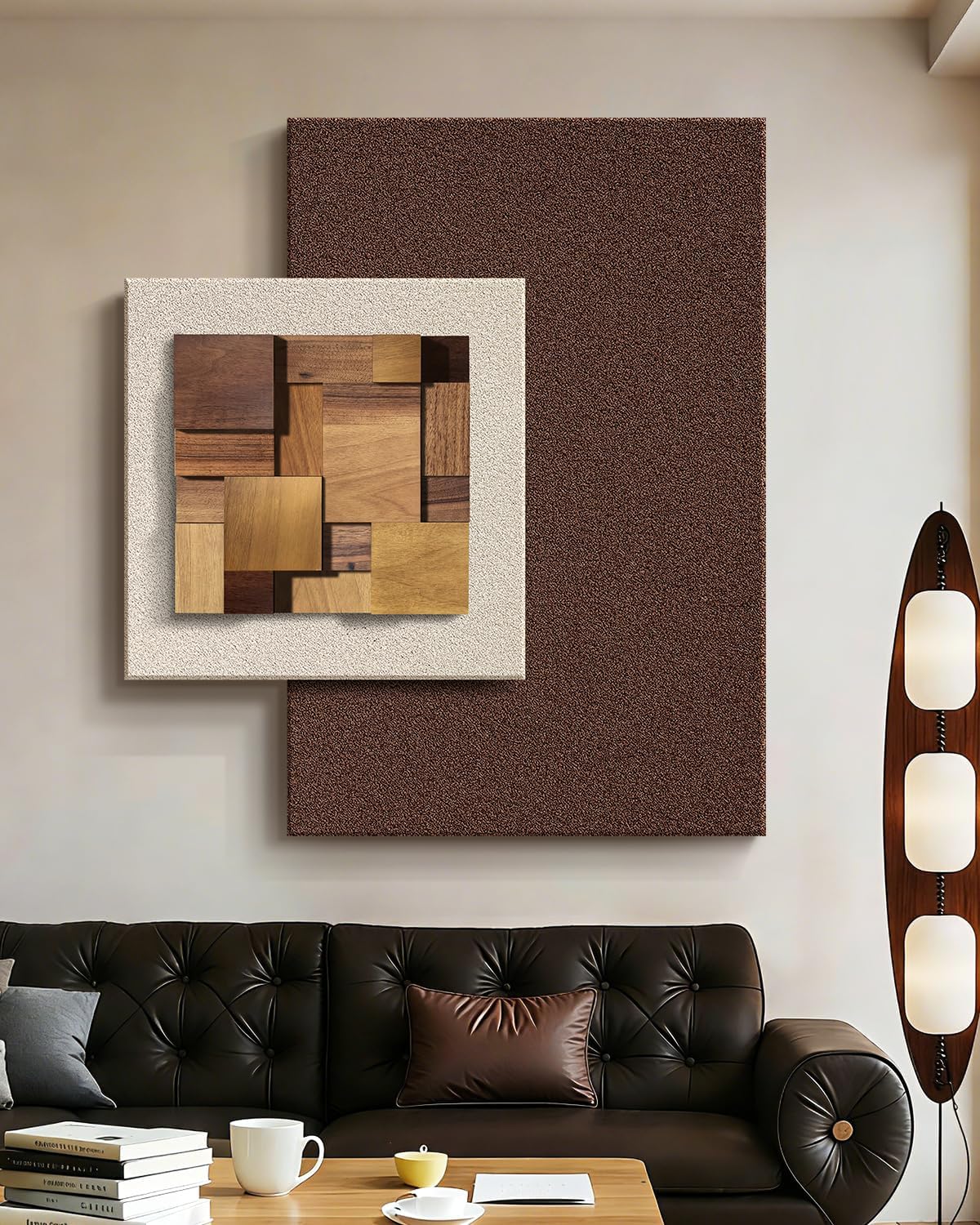 Azartslr 3D Abstract Textured Wall Art - Modern Brown Beige Sandstone Decor for Living Room & Bedroom