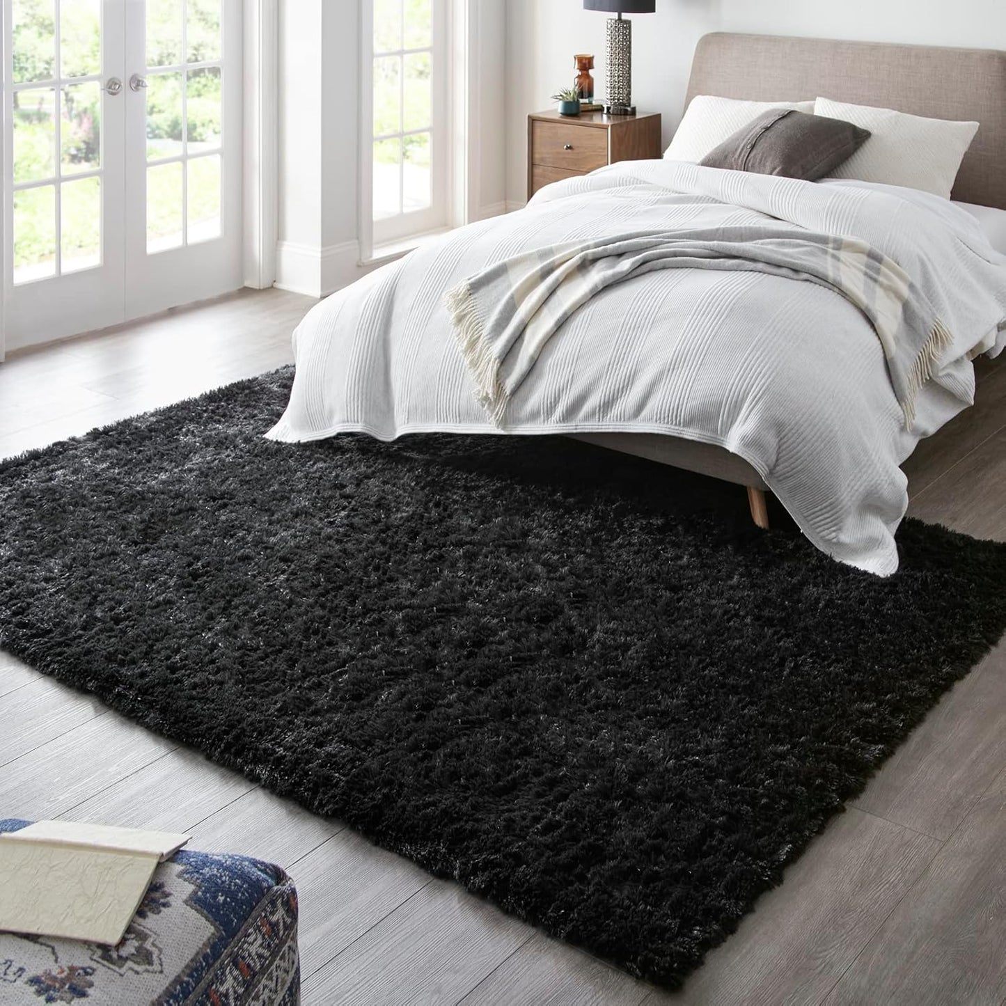 Ophanie 7x10 Black Area Rug - Soft Shag Carpet for Living Room & Nursery | Fluffy Indoor Decor