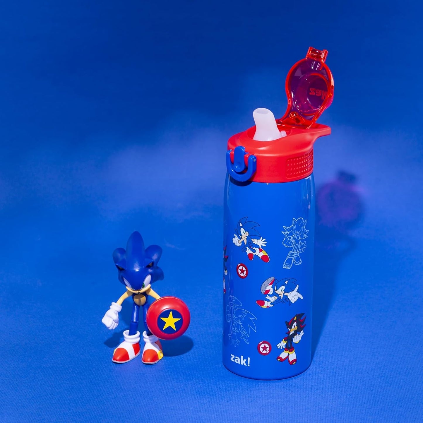 Zak Designs Sonic the Hedgehog Kids Water Bottle - 19oz Stainless Steel, Leak-Proof With Straw & Handle