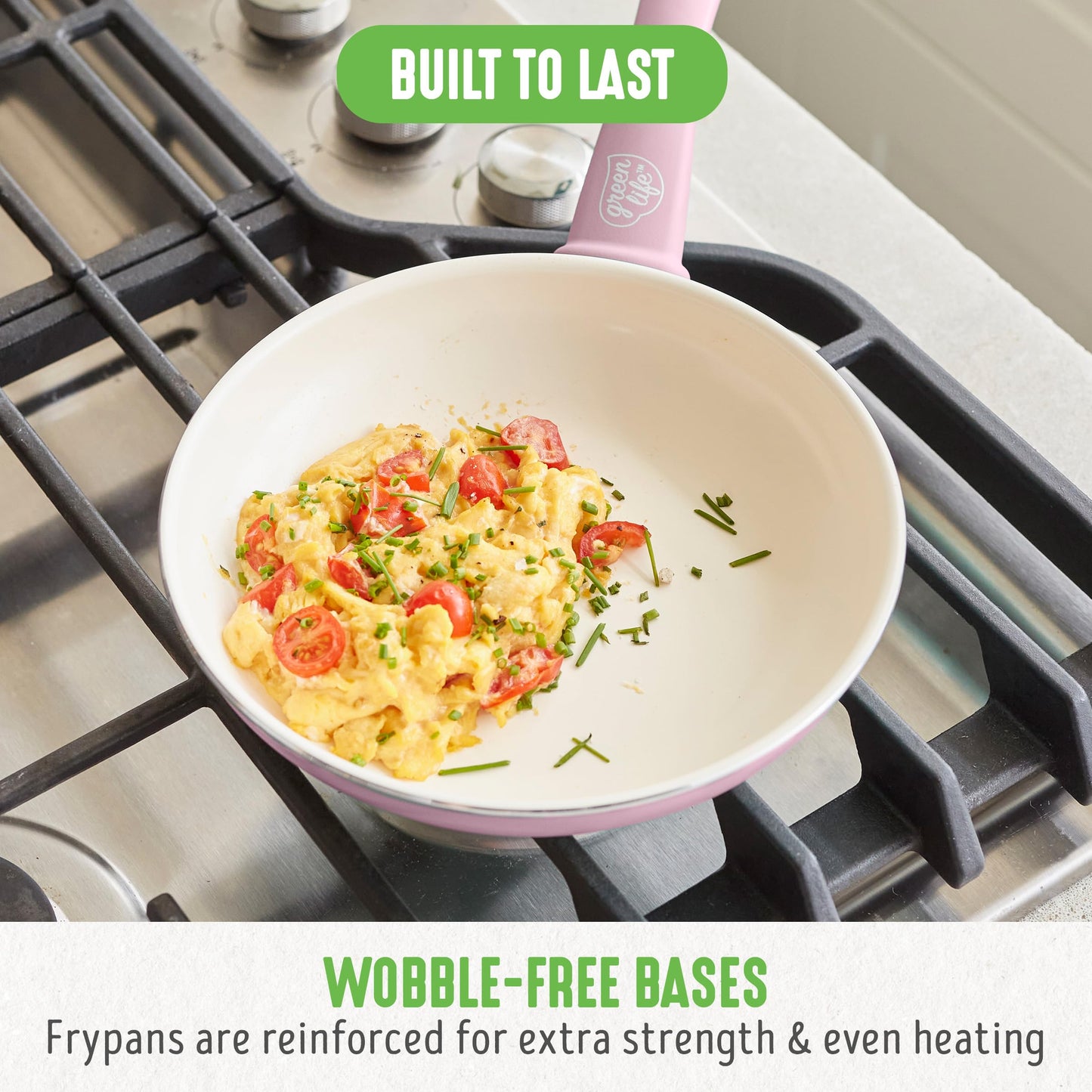 GreenLife Soft Grip Healthy Ceramic Nonstick 8" Frying Pan, PFAS & PFOA-Free, Dishwasher Safe, Egg Omelet Skillet, Cookware for Easy Cooking, Non-Stick Kitchen Essentials, Grey