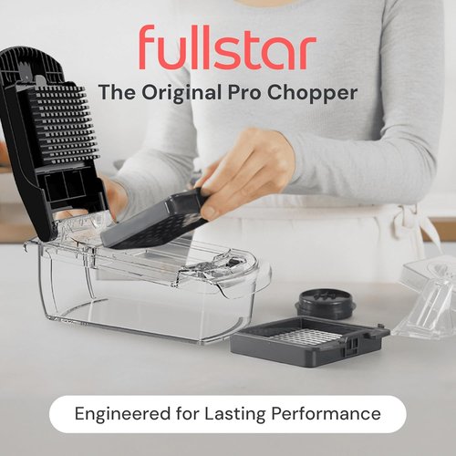 Fullstar Pro Chopper - 4-in-1 Vegetable Chopper & Spiralizer with Container | Clear Kitchen Essential