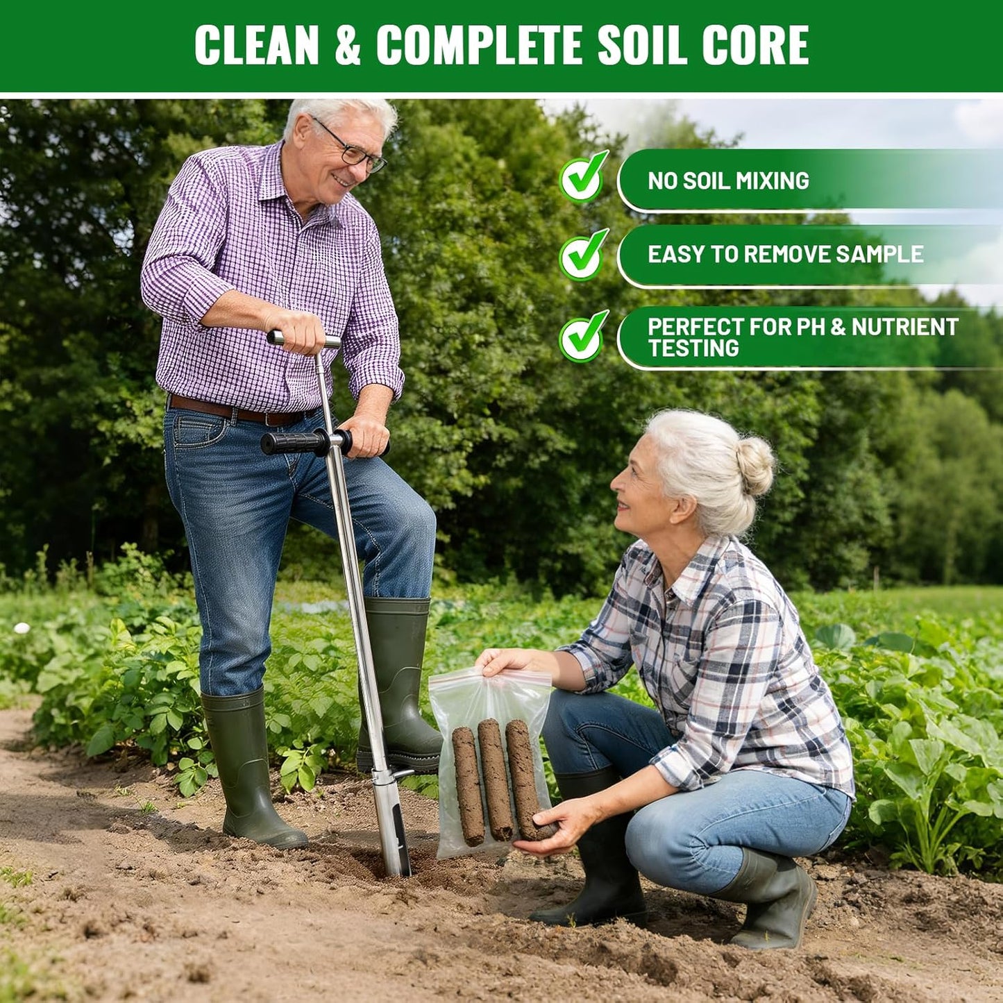 Stainless Steel Soil Sampler Probe by [Brand Name] - 40 Inch T-Handle Tool for Lawn, Garden & Farm Testing