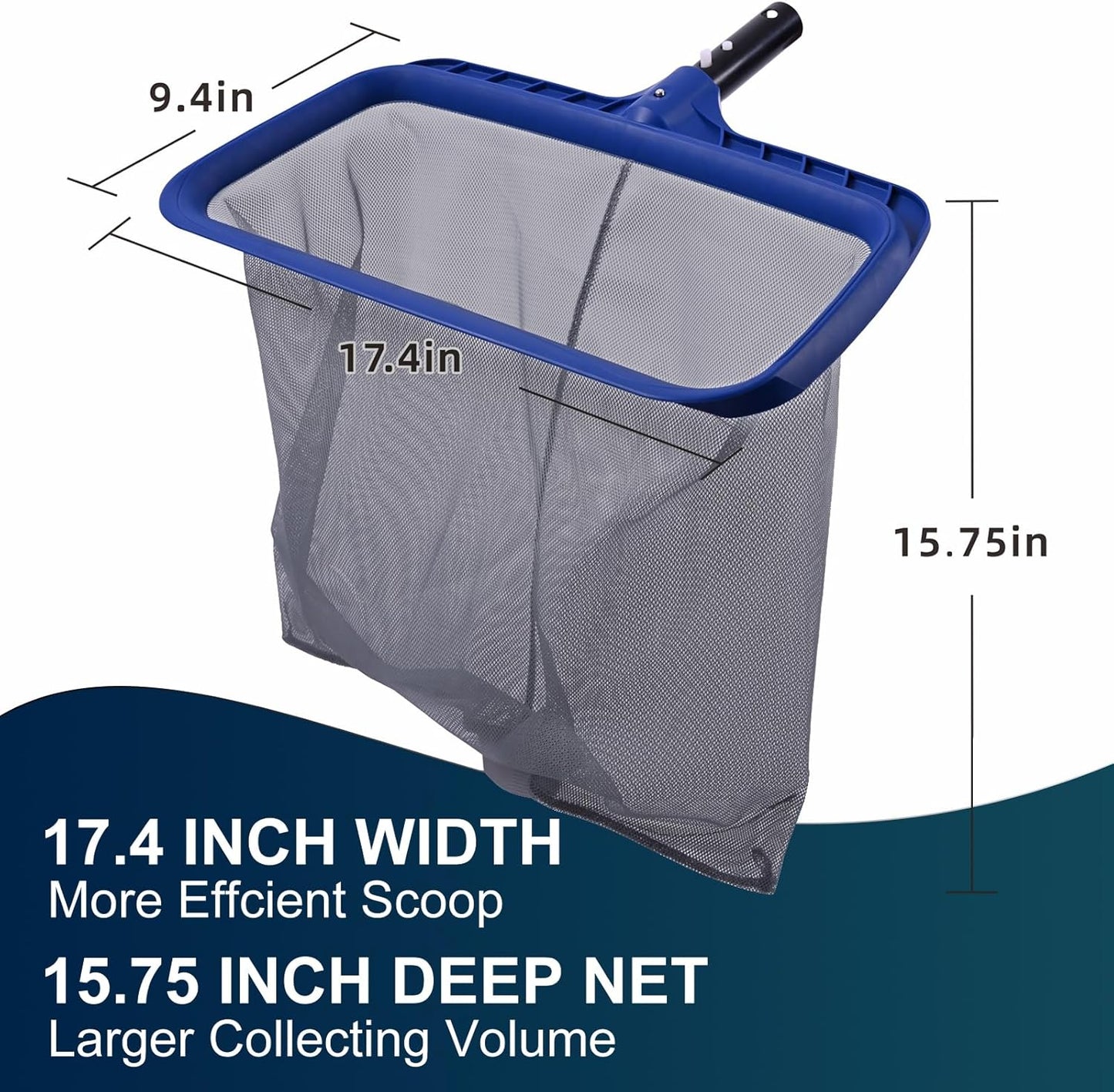 POOLAZA Pool Skimmer Net - Durable Deep Net for Effortless Cleaning | High-Capacity Design