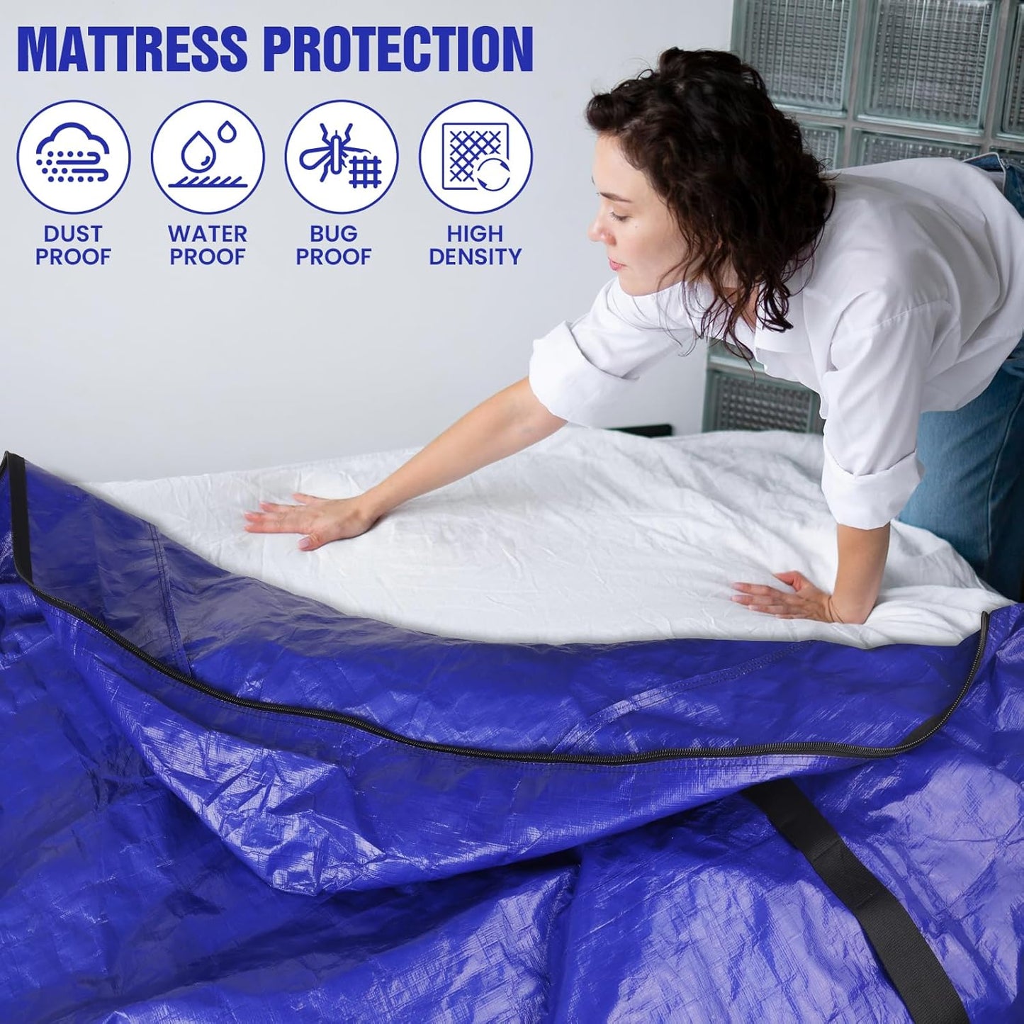 SaveAMatt Queen Mattress Bags for Moving - Extra Thick, Durable & Waterproof Protector (82"x63"x15")