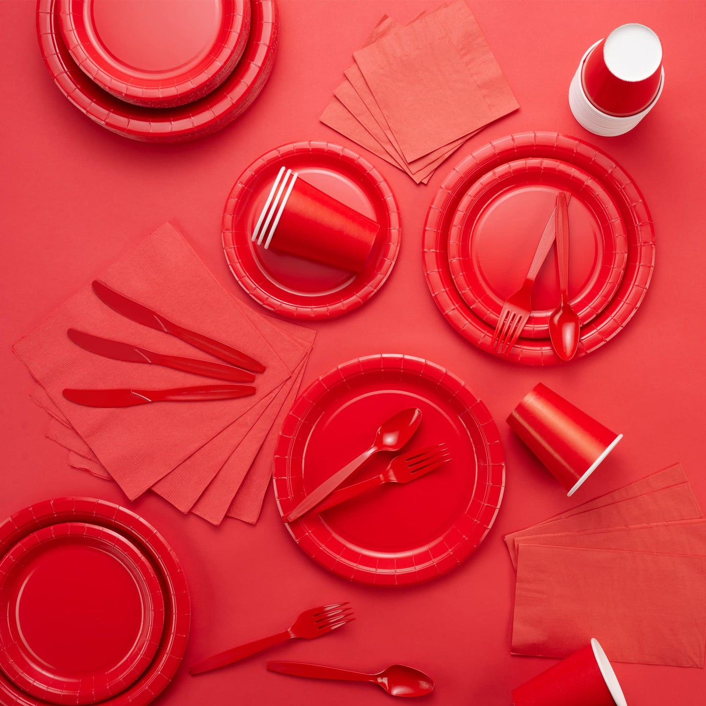 Amcrate Red Plastic Tablecloth Disposable, 6 Pack Premium Tablecloths for Rectangle Tables 54 inch. x 108 inch. Fits Tables Up to 8 Feet, Plastic Table Cloth for Party, Wedding, Holidays
