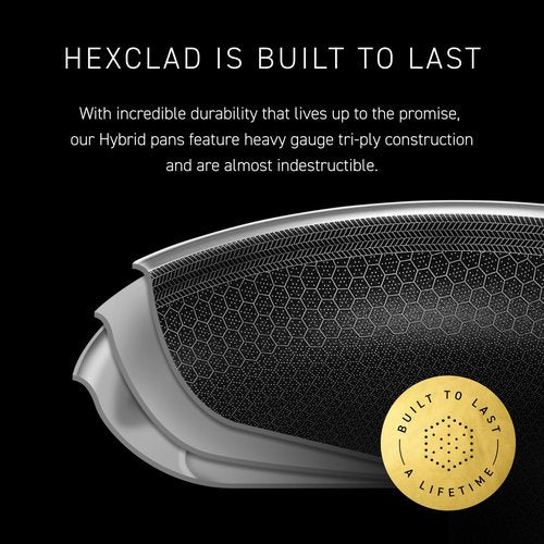 HexClad Hybrid Nonstick 5.5-Quart Deep Sauté Pan with Tempered Glass Lid, Stay-Cool Handle, Dishwasher-Friendly, Oven-Safe Up to 900°F, Induction Ready, Compatible with All Cooktops