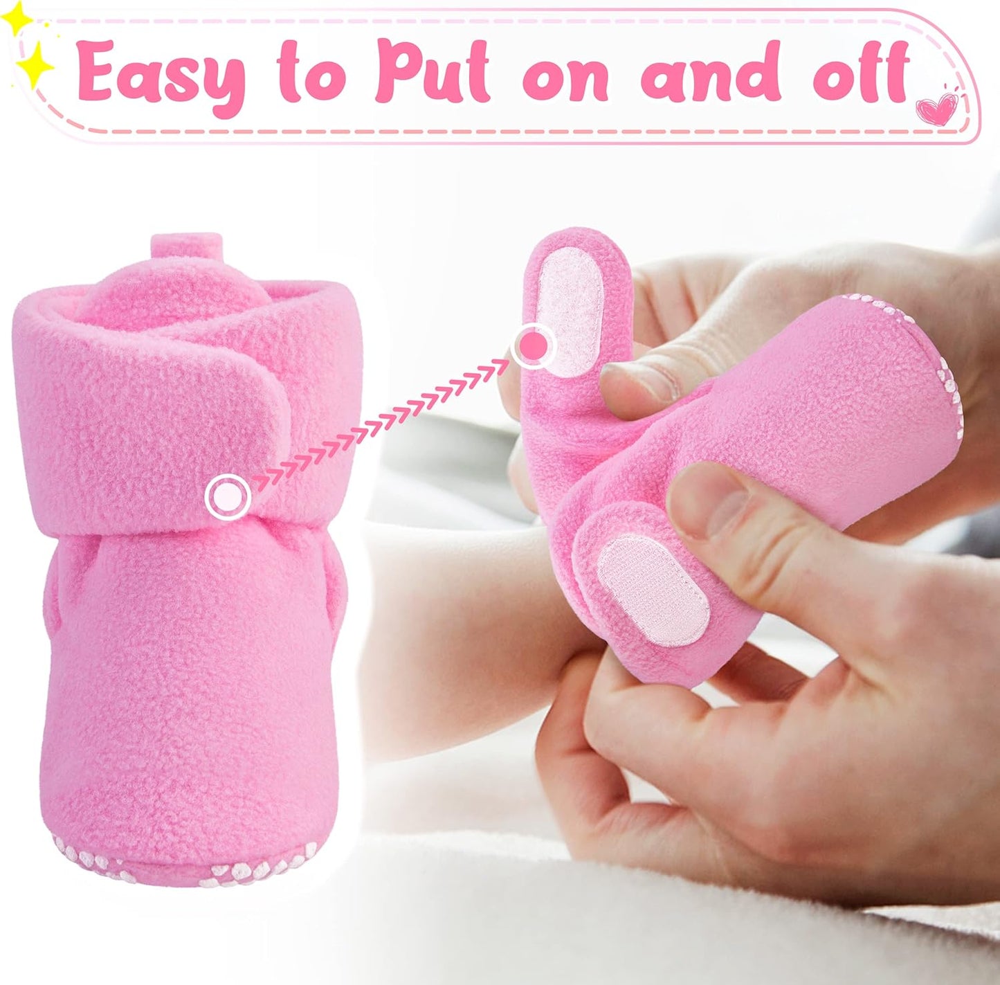 Pro Goleem Fleece Baby Booties - Warm Cozy Slippers with Non-Slip Design | Easy to Put On, Unisex Newborn Gift