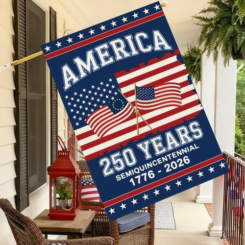 Baccessor 250th Anniversary America House Flag - Double-Sided 28x40 Inch Patriotic Banner for Outdoor Decoration