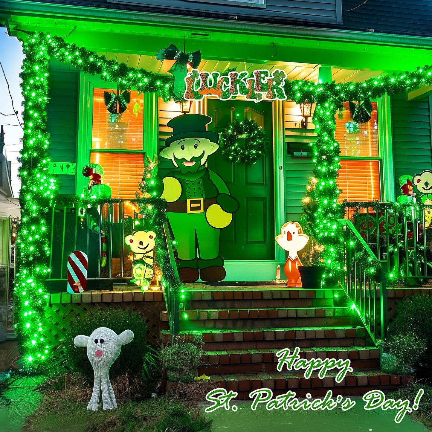 Minetom 6 Pack Fairy Lights - 7ft Battery Operated Waterproof Silver Wire LED String Lights for St. Patrick's Day Decor | Green