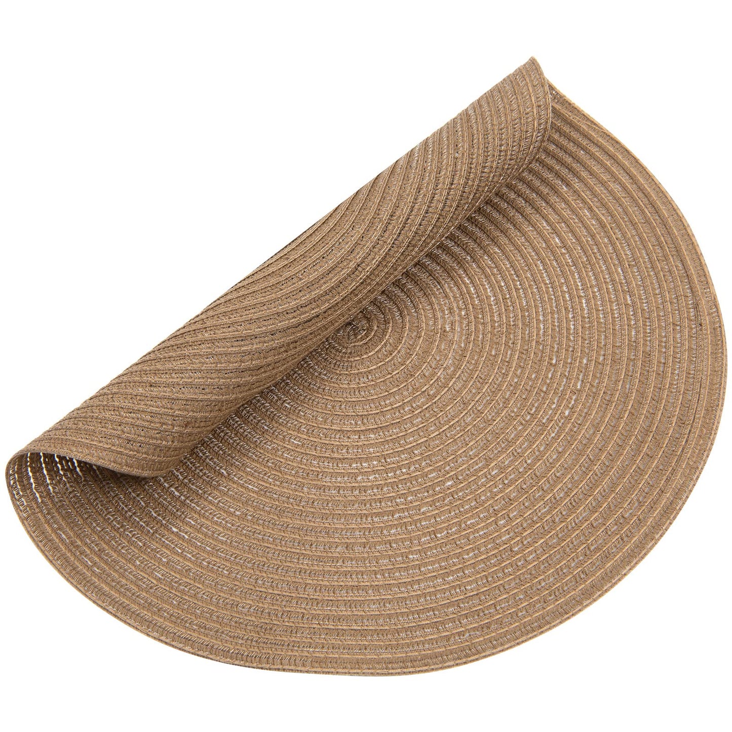 SHACOS Round Braided Placemats Set of 8 Washable 15 inch Round Table Mats Woven Place Mats for Dining Table (Brown, 8)