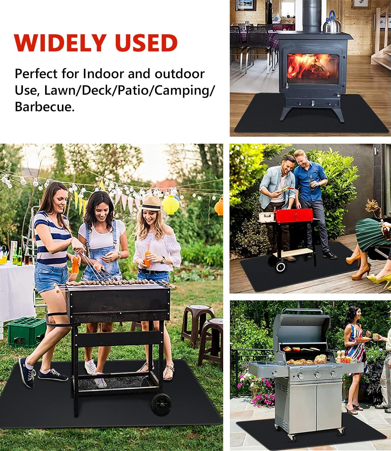 Protebox Under Grill Mats - 60 x 40 Inch Double-Sided Fireproof & Waterproof BBQ Floor Pad
