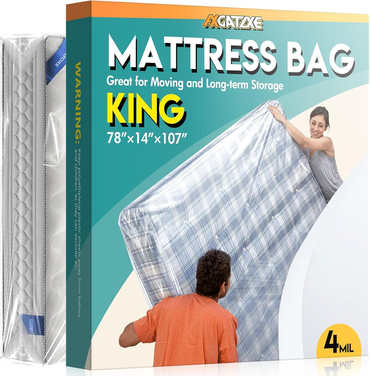 Plastic Mattress Bag - Waterproof Moving Cover & Protector | King Size (4MIL) by [Brand Name]