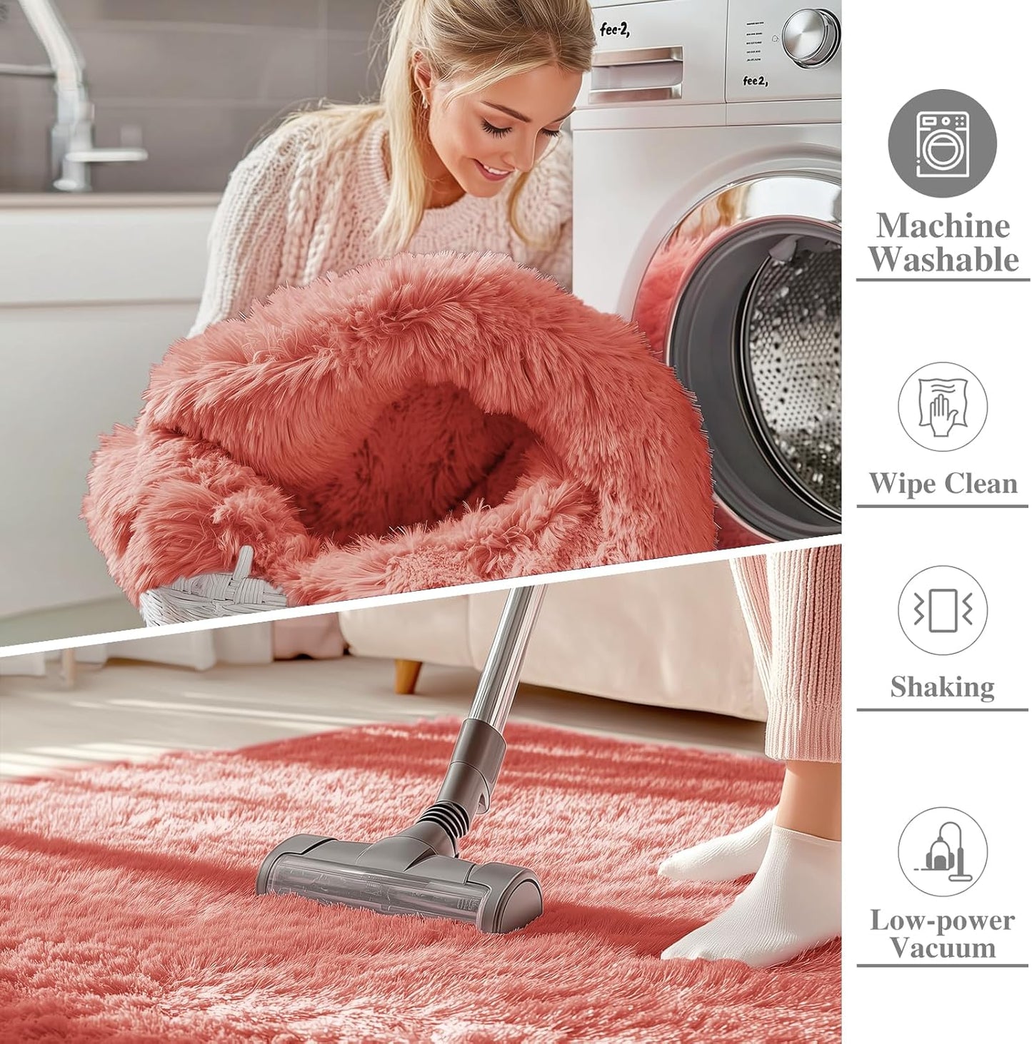 OLANLY Large Area Rug - Soft Fluffy Shaggy Carpet for Living Room & Bedroom | 9x12 Rust Red