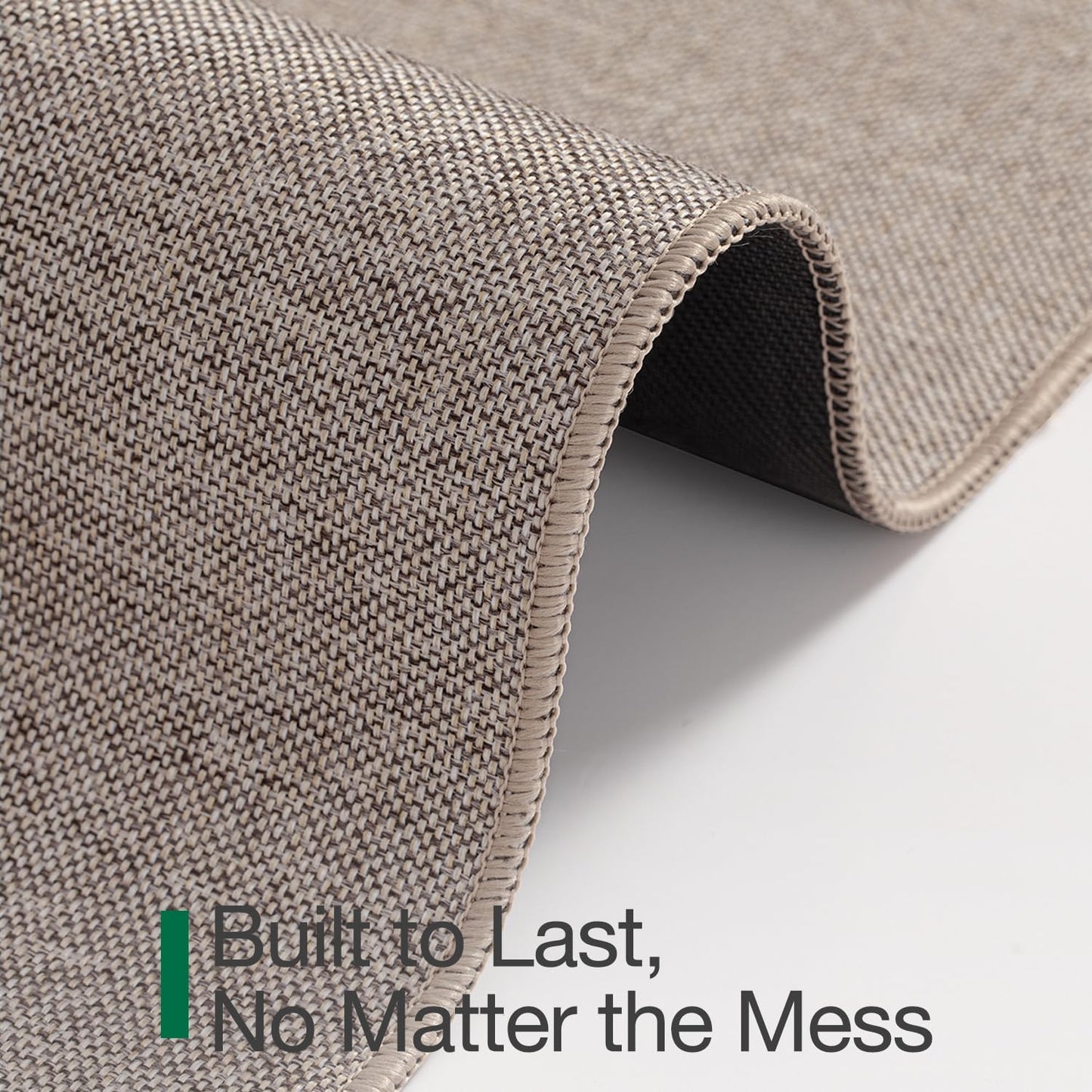 LUMI Ultra Thin Indoor Door Mat - 24"x36" Low Profile Non-Slip Rubber Backing | Easy-Clean Khaki Welcome Mat
