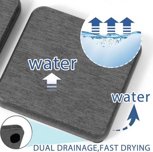 Diatomite Coasters by Regine Switzerland - Quick-Drying Water Absorbing Stone Tray Set (4PCS) for Bathroom & Kitchen