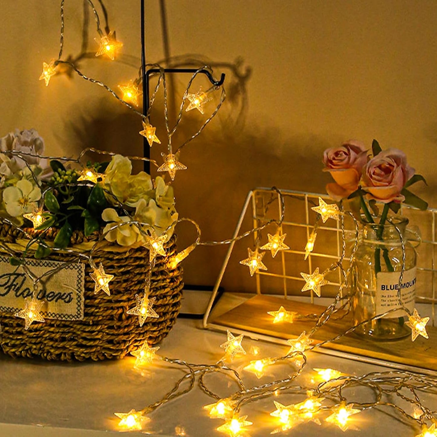 Plun Fairy Star String Lights - 100 LED Waterproof Twinkle Lights with 8 Modes | Warm White for Indoor & Outdoor Decor