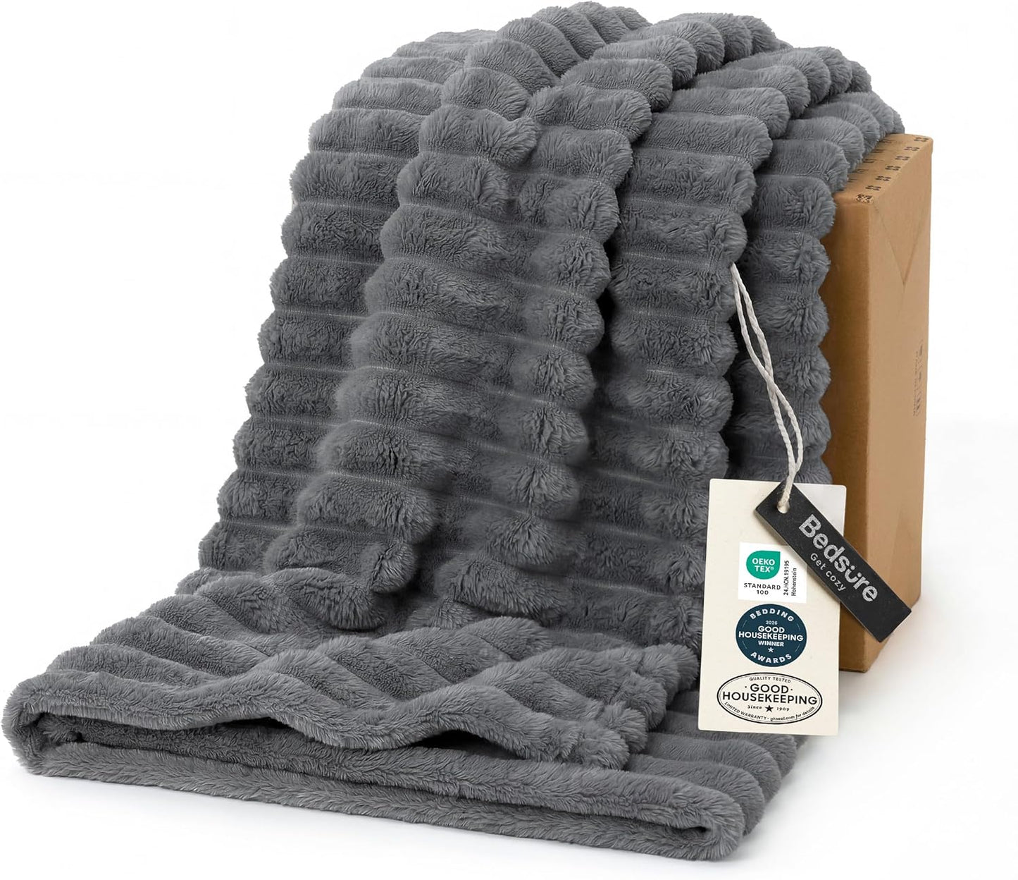 Bedsure GentleSoft Twin Blanket - Cozy Frost Gray Throw for Women & Girls, 66x90 Inches