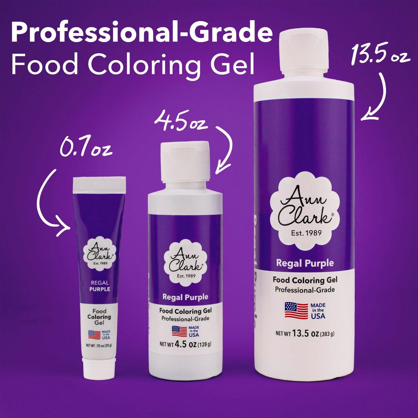 Ann Clark Regal Purple Food Coloring Gel Extra Large 13.5 oz Bottle Professional Grade Made in USA