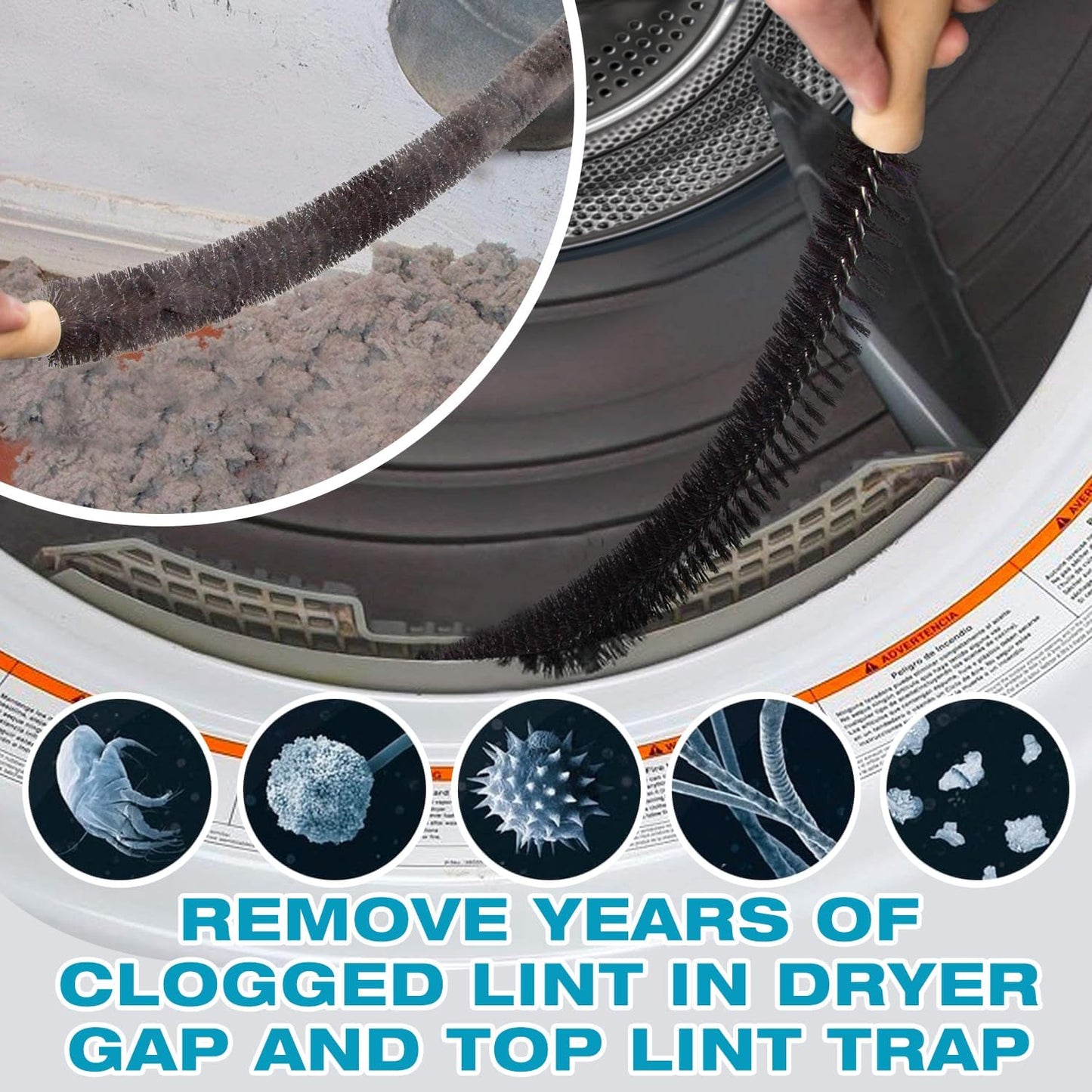Sealegend 15-Piece Dryer Vent Cleaner Kit - 25-Feet Omnidirectional Lint Vacuum Attachment & Brush | Universal Adapters (Blue)