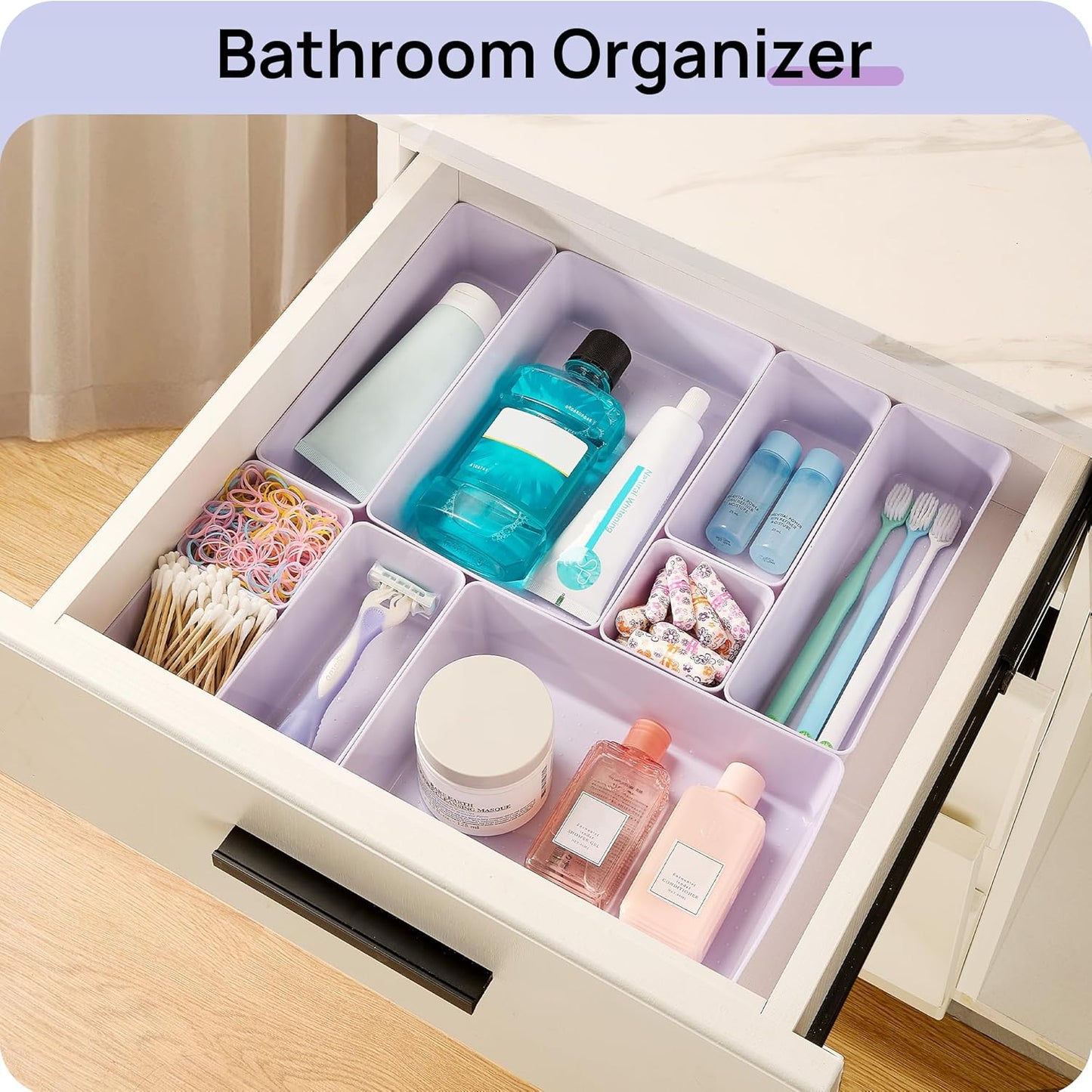 Vtopmart 25 PCS Plastic Drawer Organizer Set - Versatile Storage Bins for Bathroom, Makeup & Kitchen
