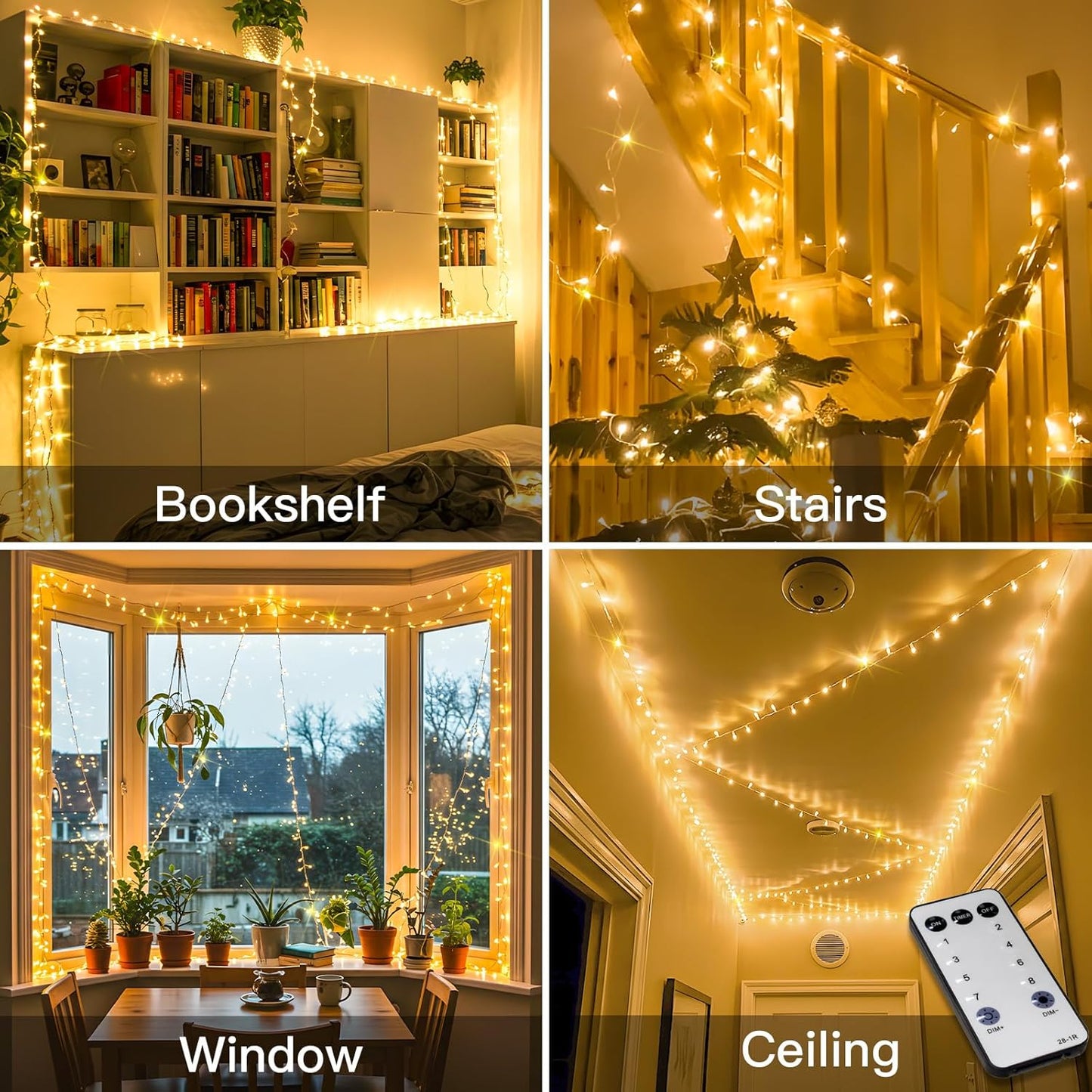 Suddus Indoor String Lights - 33ft Warm White LED Fairy Lights with Remote & Timer | Perfect for Bedroom, Weddings, and Outdoor Decor
