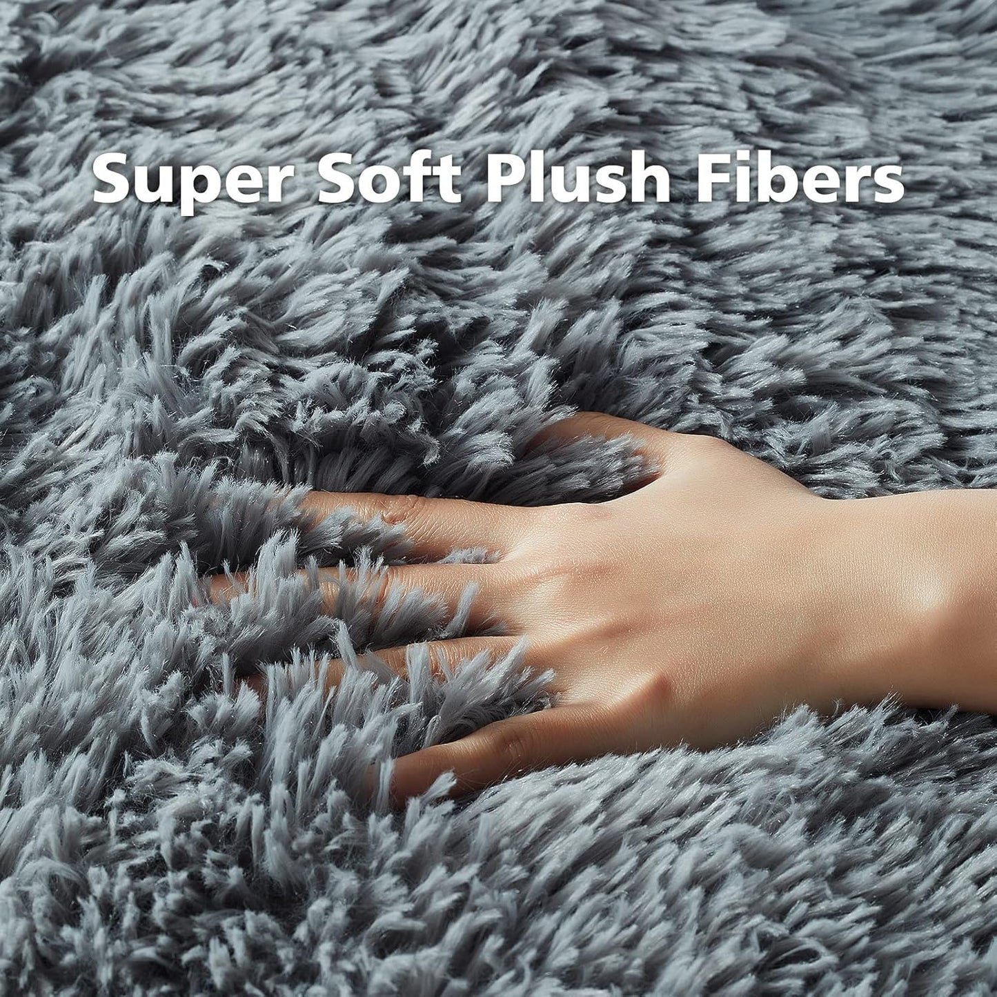 Ophanie 2x3 Light Grey Fluffy Rug - Comfy Plush Shag Carpet for Kids & Living Room Decor
