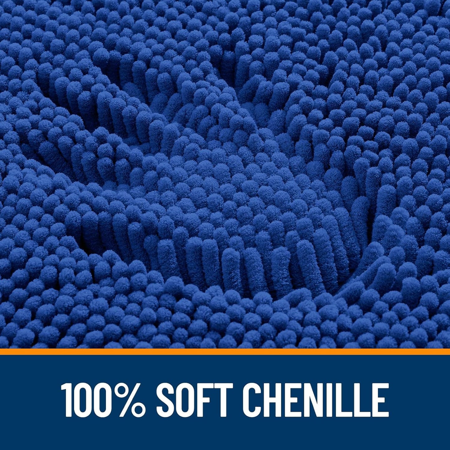 OLANLY Bathroom Runner Rugs - Soft Absorbent Chenille Bath Mats | Quick-Dry Rubber Backing, 47x24 Royal Blue