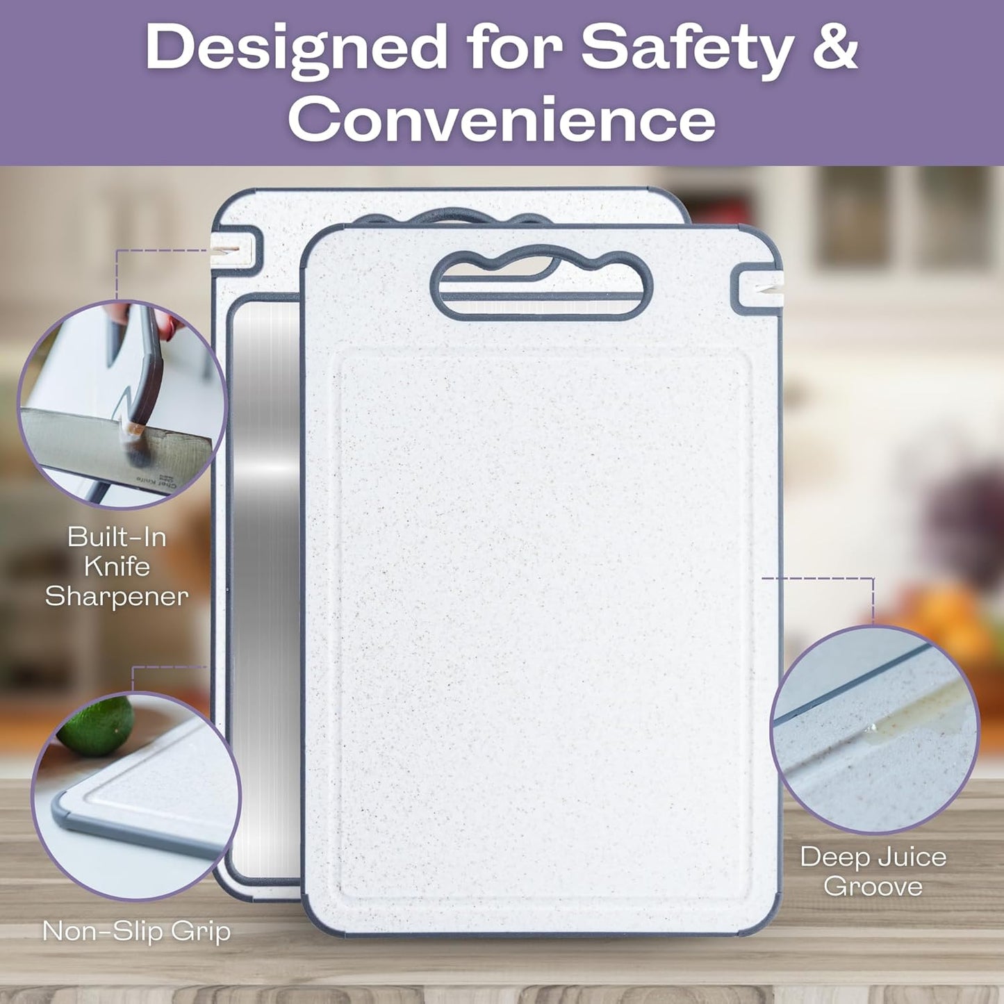 Non-Toxic Cutting Board by [Brand Name] - Double-Sided Stainless Steel & Wheat Straw | Dishwasher Safe, BPA-Free, 14.4” x 9.8”