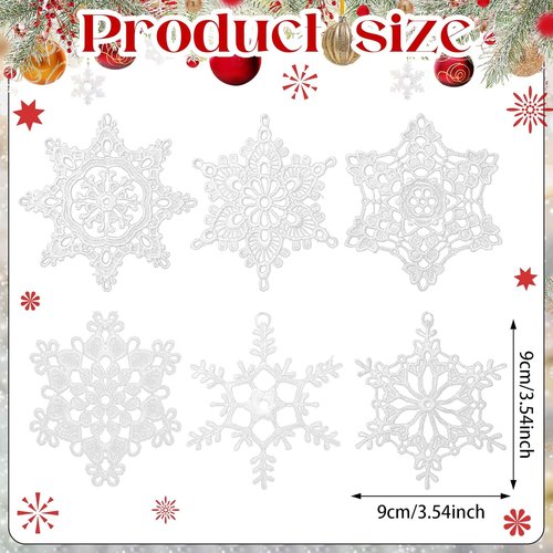 Buryeah Winter Snowflake Ornaments - 36 Pcs Crochet Decorations for Christmas Tree | 6 Stylish Designs