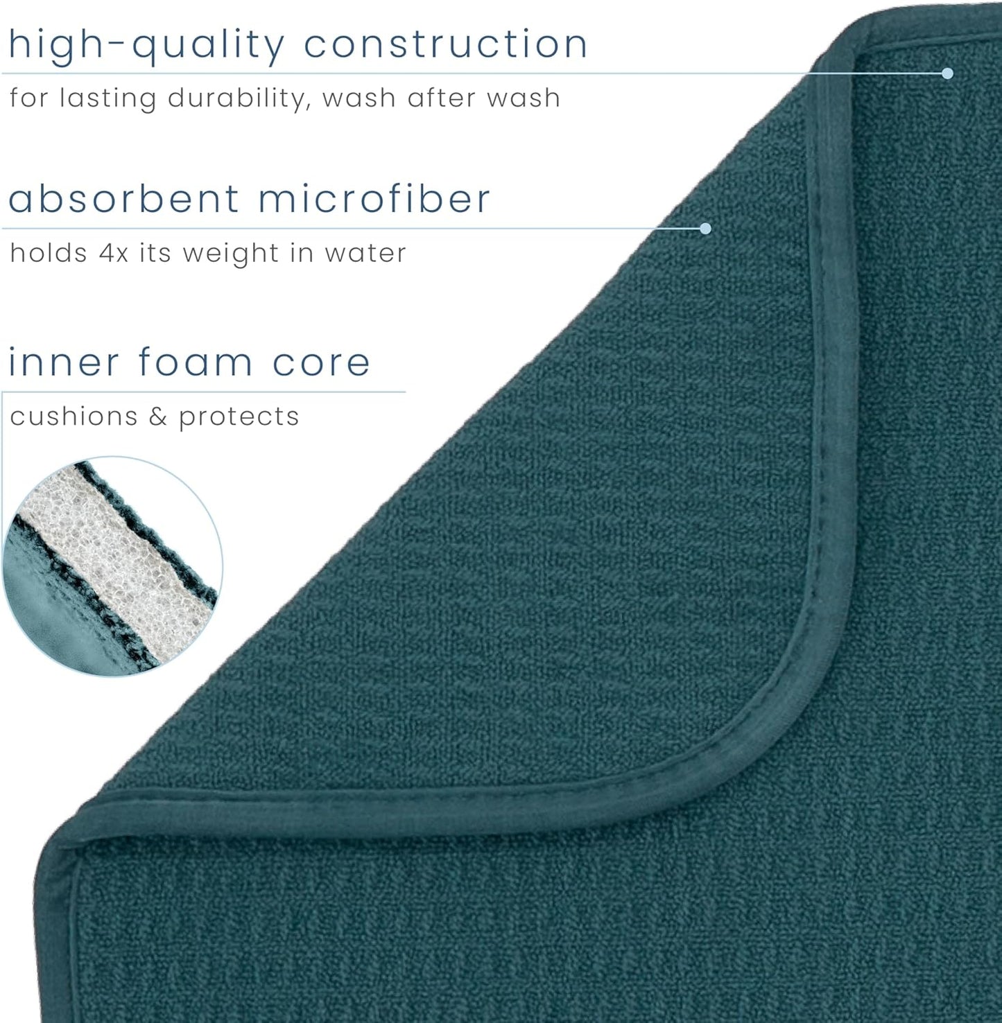 S&T INC. XL Dish Drying Mat - Absorbent Microfiber Kitchen Counter Pad, 18” x 24”, Tapestry Blue
