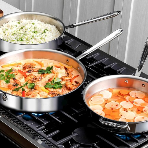 All-Clad D3® Stainless Steel 4 Quart Sauté Pan With Lid | Oven Safe & Induction Compatible Cookware