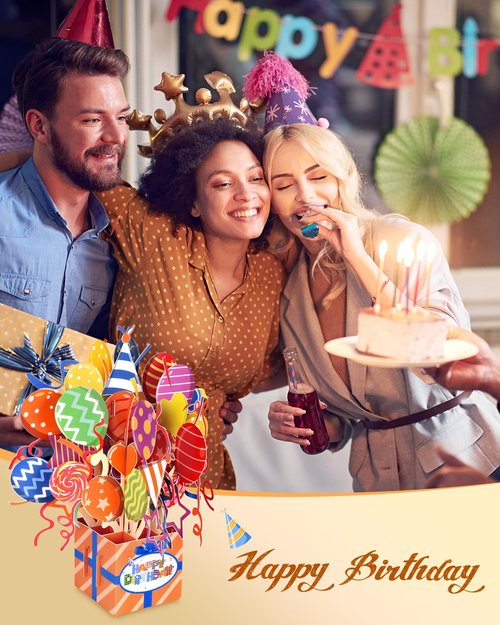 JMHACHY Pop Up Birthday Card with Envelope - 3D Coloful Balloons Pop Up Cute Birthday Card, Surprise Gifts for Girls Boys Kids Women Daughters Grandson Granddaughter Sisters Friends