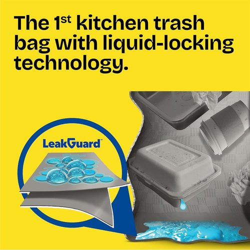 Glad ForceFlex MaxStrength Trash Bags - 13 Gallon, LeakGuard, Sunshine Lemon Scent, 90 Count