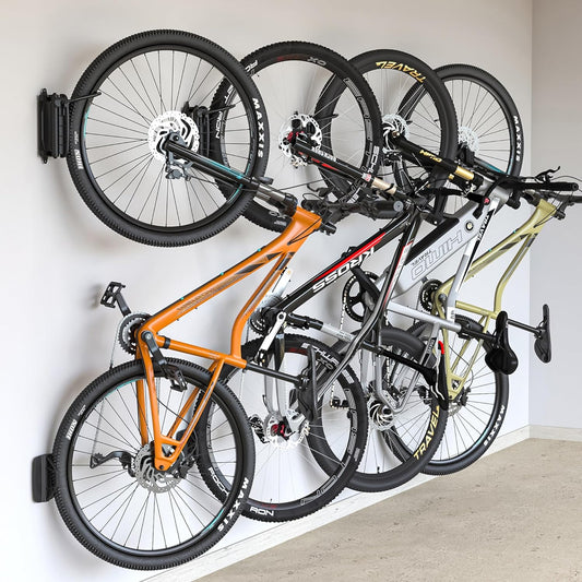 monTEK Swivel Bike Wall Mount - Space-Saving Vertical Bike Rack | Holds Up to 66lbs, Easy Installation, 4 Pack