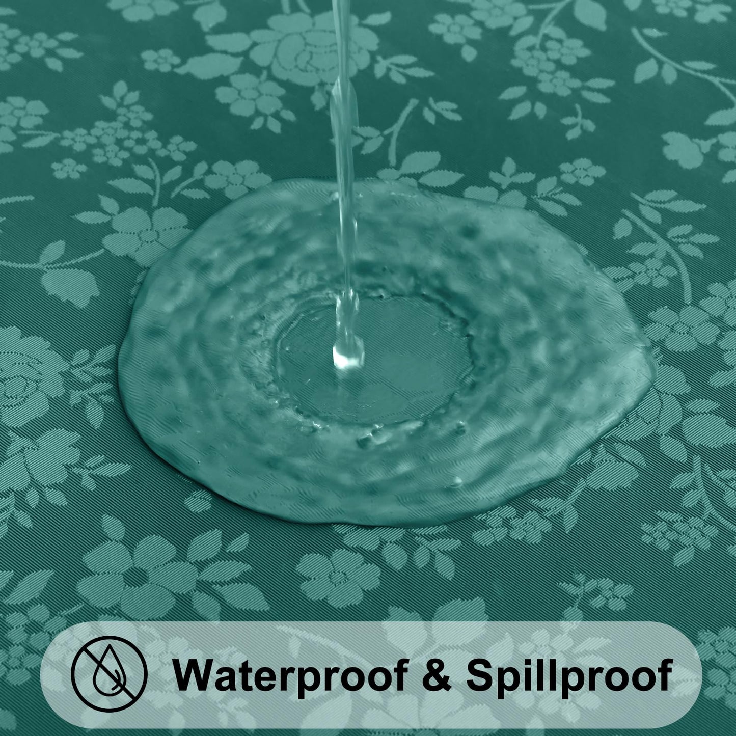 Smiry Round Table Cloth, Waterproof Heavy Duty Vinyl Tablecloths, Wipeable Washable Table Cover for Kitchen and Dining Room (Green, 60" Round)