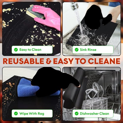 Grill Magic Non-Stick Oven Liners Set | 3-Pack Heavy Duty, Heat Resistant Fiberglass Mats - Easy to Clean, BPA Free