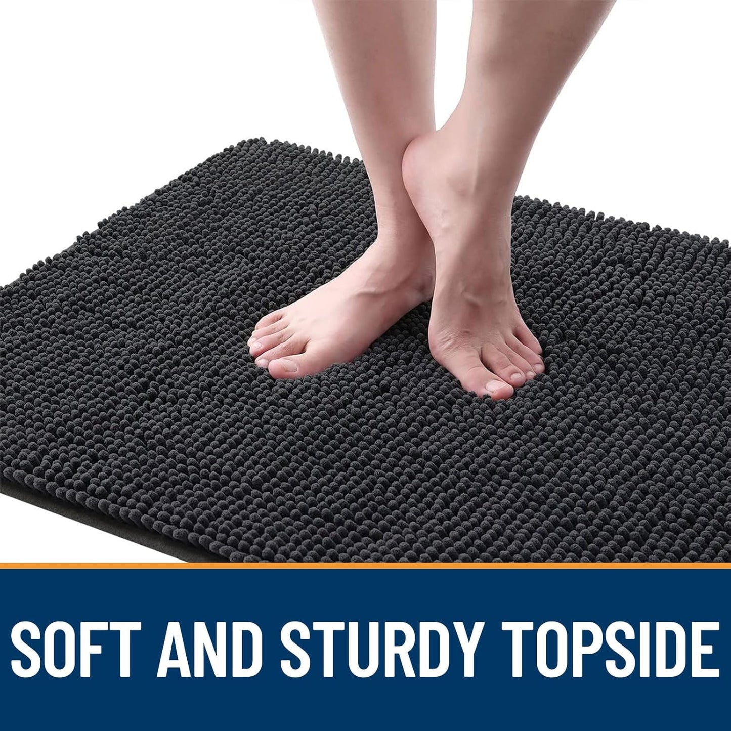 OLANLY Dog Door Mat - Absorbent Non-Slip Chenille for Muddy Paws | 47x17 Inches, Quick Dry, Dark Grey
