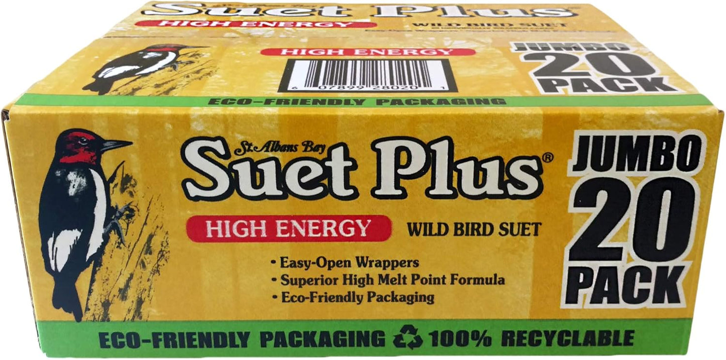 St. Albans Bay Suet Plus High Energy Suet Cakes - 20 Pack of 11 oz. Wild Bird Treats