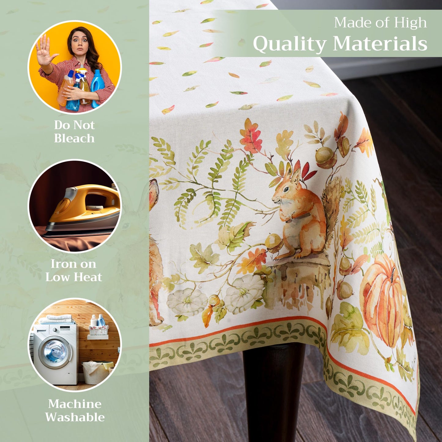 Maison d' Hermine Table Cloth Rectangle Table 100% Cotton 54 x 72 Inches Fall Tablecloth Reusable Everyday Use for Thanksgiving Christmas Decorations Dining Farmhouse Party (Pumpkin Passion)