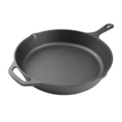 12 Inch Cast Iron Skillet, Pre-Seasoned Frying Pan for Oven, Stovetop, Grill & Campfire, Durable, Non-Toxic, Even-Heating Cookware, Black