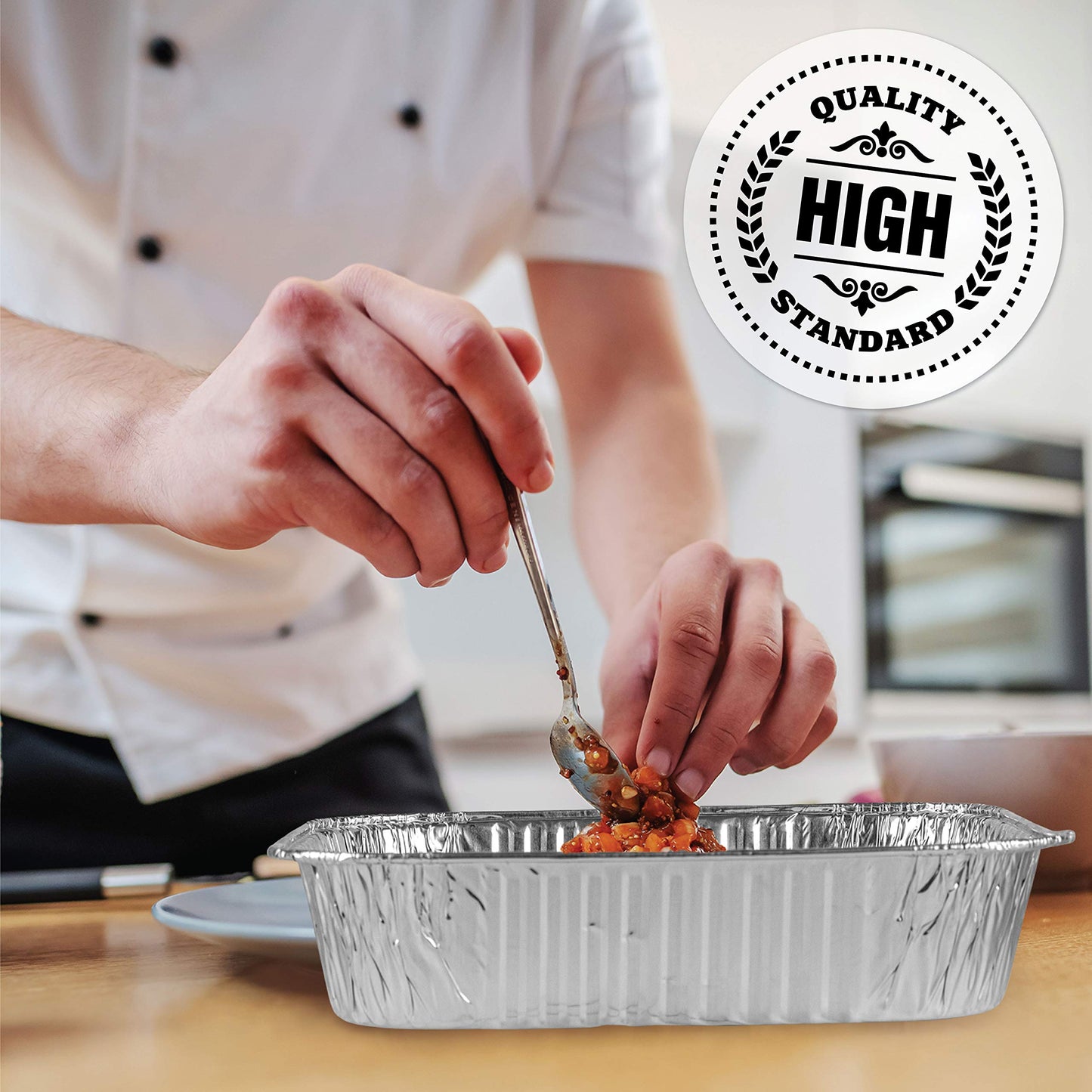 PLASTICPRO Disposable 8'' X 8'' X 2'' Inch Square Aluminum Tin Foil Baking Pans Bakeware - Cookware Perfect for Baking Cakes, Breads, Brownies, Bread, Meatloaf, Lasagna, Pack of 10